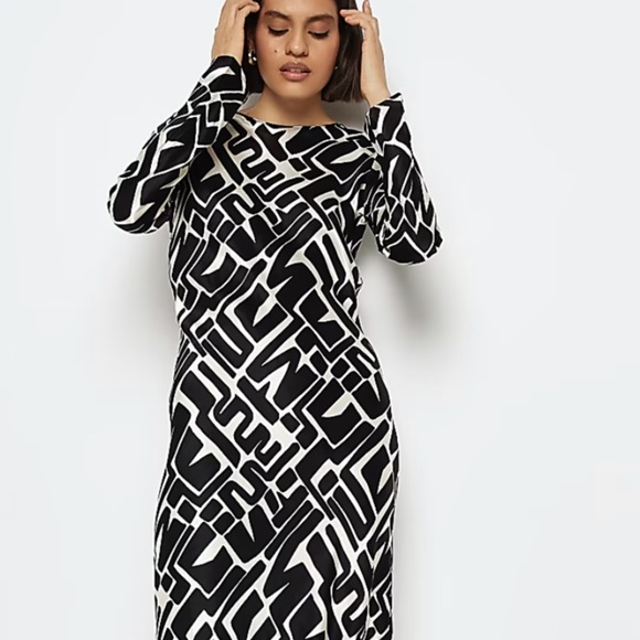 RIVER ISLAND *NWT* Black Satin Abstract Slip MIDI DRESS UK 16/US 12 - Picture 3 of 8